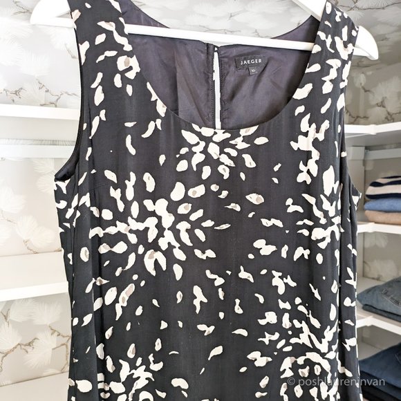 Jaeger Sleeveless Shift Dress – Black / White Floral Print – US 6 - Picture 6 of 16